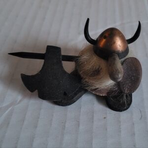 Vintage Danish Mid-Century Modern Viking With Axe and Helmet